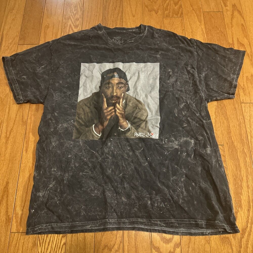 Grey tupac graphic tee men's s